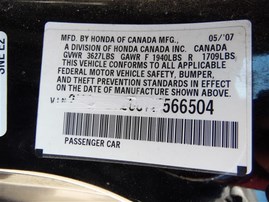 2007 Honda Civic LX Black Coupe 1.8L Vtec AT #A22531